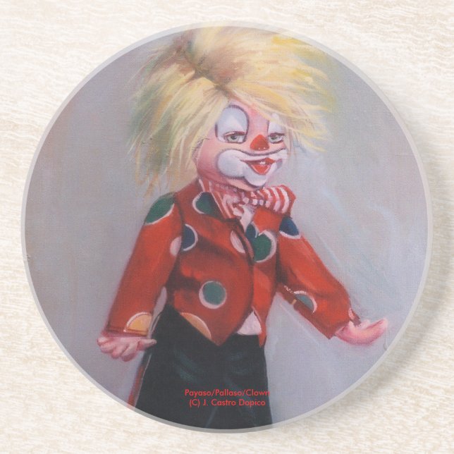 Dessous De Verre En Grès Payaso/Pallaso/Clown (Devant)