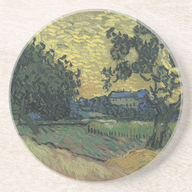 Dessous De Verre En Grès Paysage de Van Gogh à Twilight (Devant)