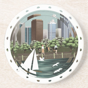 Dessous De Verre En Grès Paysage urbain