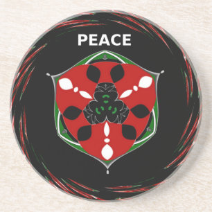 Dessous De Verre En Grès "Peace : with Shield Emblem"