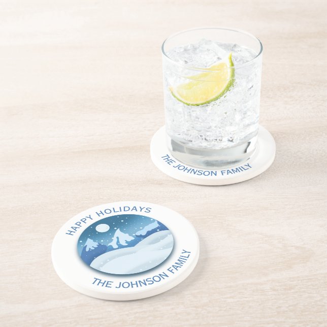 Dessous De Verre En Grès Peaceful Frosted Landscape Custom (Côté)