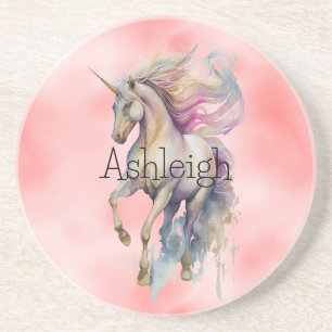 Dessous De Verre En Grès Peach Pink Unicorn Dream