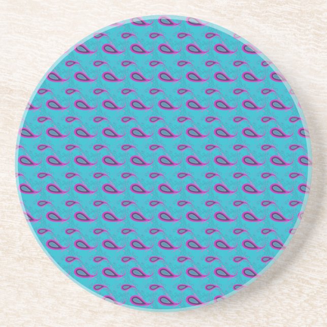 Dessous De Verre En Grès Peacock Blue Paisley (Devant)