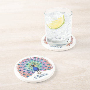 Dessous De Verre En Grès Peacock coloré personnalisé