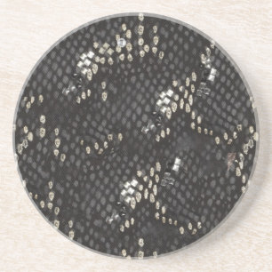 Dessous De Verre En Grès Peau de serpent de diamant noir