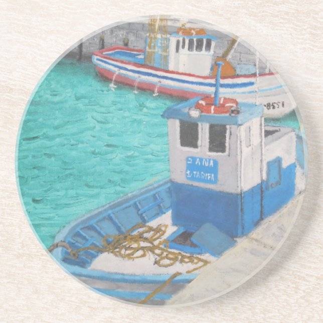 Dessous De Verre En Grès Pêche Bateau-Tarifa Espagne (Devant)