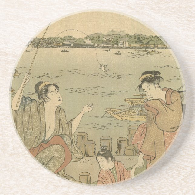 Dessous De Verre En Grès Pêcheurs Japonais (Devant)