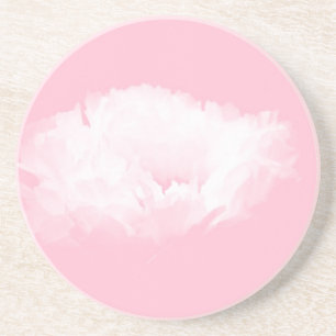 Dessous De Verre En Grès Peine blanche rose douce - Floral