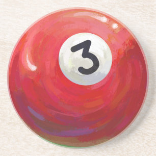 Dessous De Verre En Grès Peint 3 Motif de billard