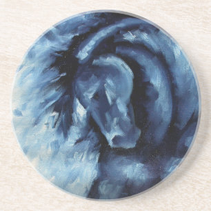 Dessous De Verre En Grès Peinture à l'huile bleue de cheval