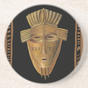 Dessous De Verre En Grès Peinture africaine de masque par Chariklia Zarris