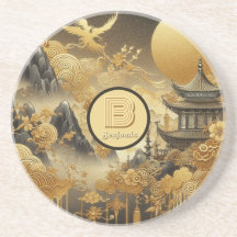 Peinture chinoise Faux Golden Dripping Monogramme