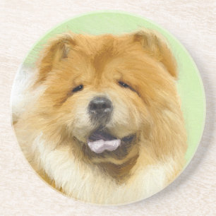 Dessous De Verre En Grès Peinture Chow Chow - Joli art original chien