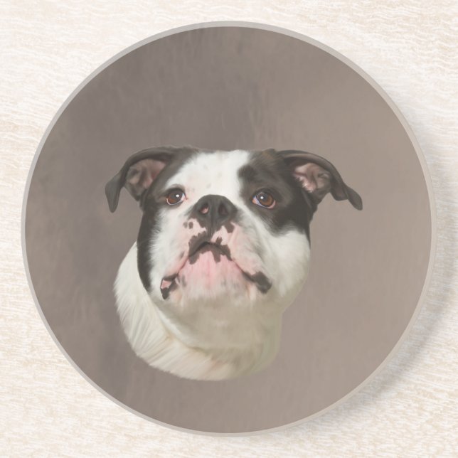 Dessous De Verre En Grès Peinture couleur d'eau Bulldog (Devant)