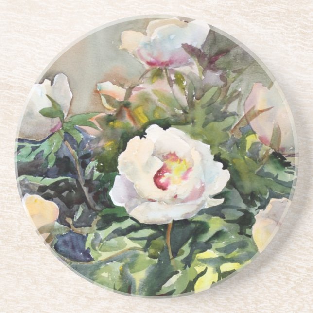 Dessous De Verre En Grès Peinture d'aquarelle des belles fleurs (Devant)