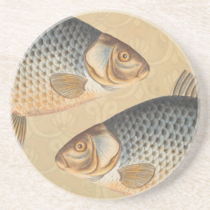 Dessous De Verre En Grès peinture de pêche de carpe dessin d'eau douce