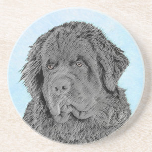 Dessous De Verre En Grès Peinture de Terre-Neuve - Cute Original Chien Art