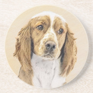 Dessous De Verre En Grès Peinture d'espagnol Welsh Springer - Art original 