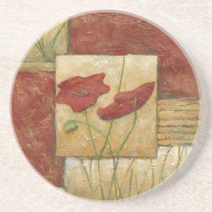 Dessous De Verre En Grès Peinture florale avec les courses évidentes de