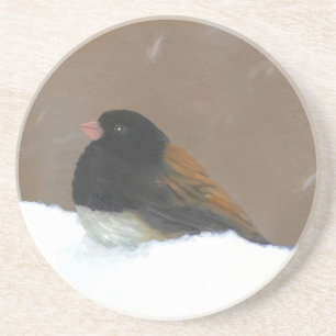 Dessous De Verre En Grès Peinture Junco foncée - Art original pour oiseaux