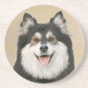 Dessous De Verre En Grès Peinture Lapphund Finlandaise - Joli art original 