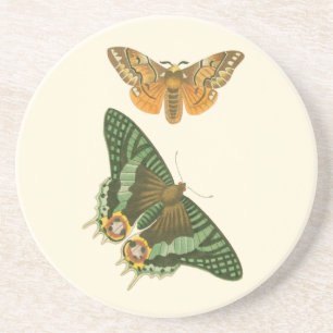 Dessous De Verre En Grès Peinture légèrement encadrée de papillon