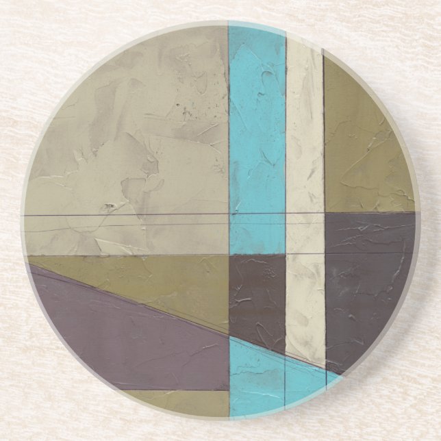 Dessous De Verre En Grès Peinture minimaliste contemporaine avec couleur pr (Devant)