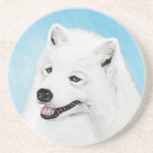Dessous De Verre En Grès Peinture Samoyed - Cute Original Chien Art