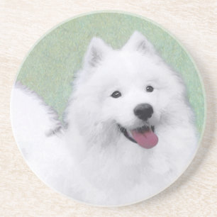 Dessous De Verre En Grès Peinture Samoyed - Cute Original Chien Art
