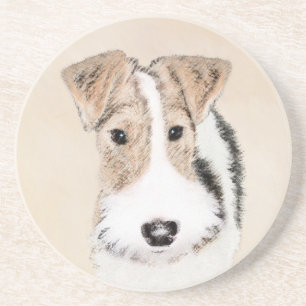 Dessous De Verre En Grès Peinture Terrier de Renard de fil - Cute Original 