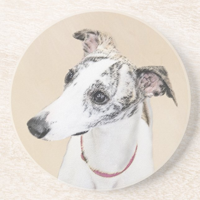 Dessous De Verre En Grès Peinture Whippet - Jolie art original chien (Devant)
