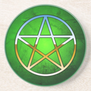 Dessous De Verre En Grès Pentacle Métallisé Vert Printemps