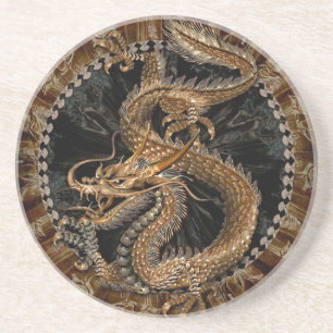 Dessous De Verre En Grès Pentagramme dragon
