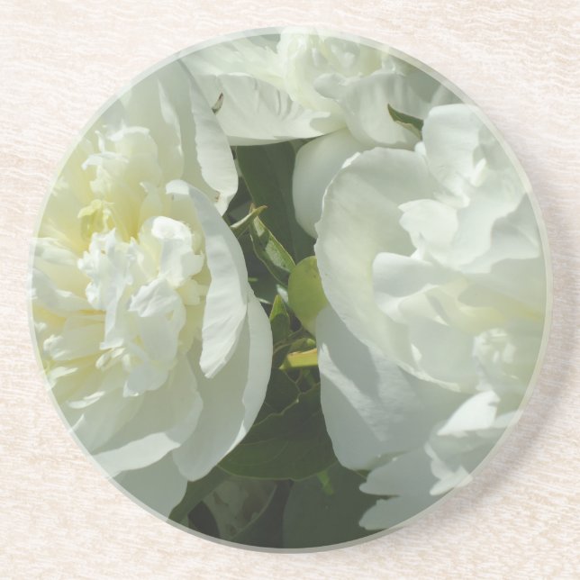 Dessous De Verre En Grès Peonies blanches (Devant)
