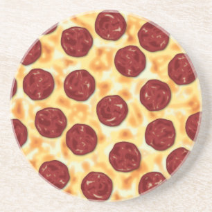 Dessous De Verre En Grès Pepperoni Pizza Motif