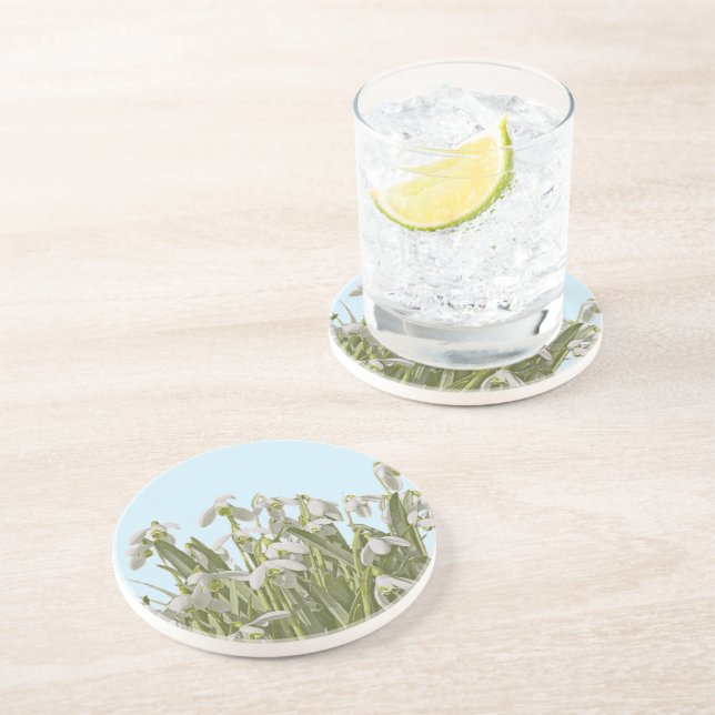 Dessous De Verre En Grès Perce-neige (Côté)