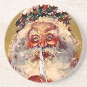 Dessous De Verre En Grès Père Noël avec la plume