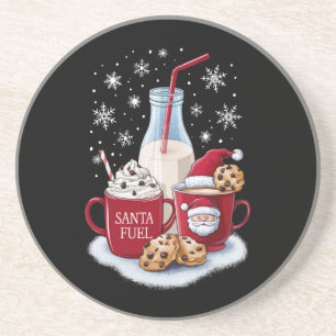Dessous De Verre En Grès Père Noël Christmas Milk and Cookies Latte Family 