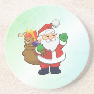 Dessous De Verre En Grès Père Noël Verte Avec Jouets