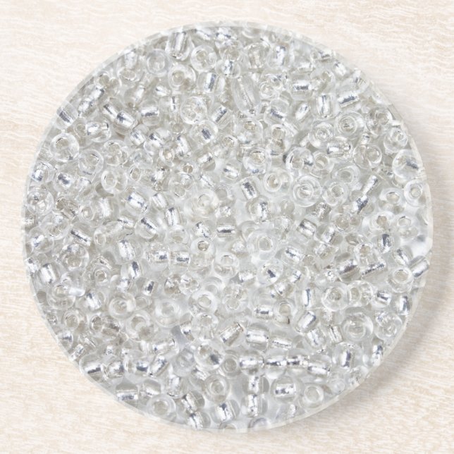 Dessous De Verre En Grès Perles argentées de graine de Rocaille (Devant)