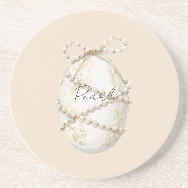 Dessous De Verre En Grès Perles Blanches d'Oeuf (Devant)