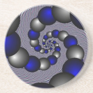 Dessous De Verre En Grès Perles D'Argent Et Bleues À L'Infini