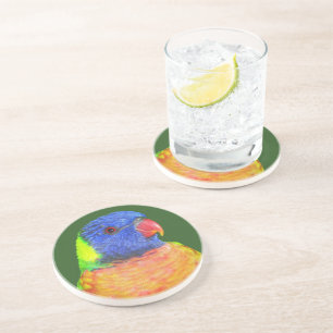 Dessous De Verre En Grès Perroquet Loriquet Arc-en-Ciel Coloré