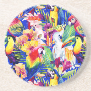 Dessous De Verre En Grès Perroquets d'aquarelle