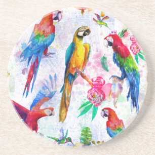 Dessous De Verre En Grès Perroquets de style d'aquarelle