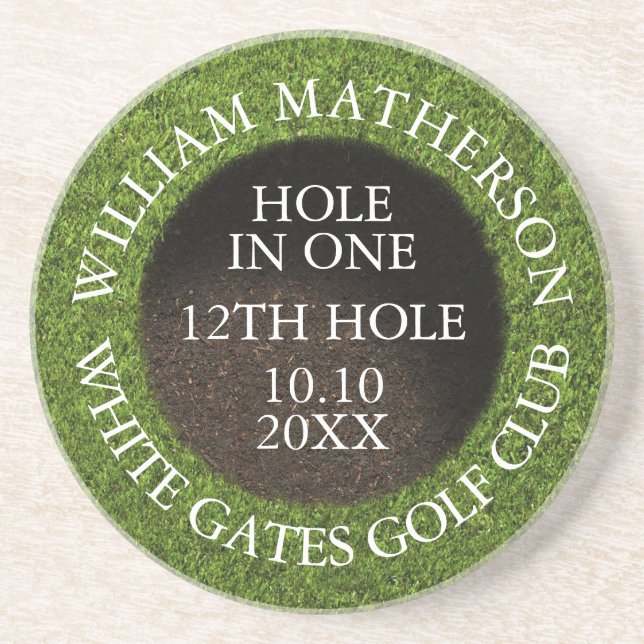 Dessous De Verre En Grès Personalized Golf Hole in One Award (Devant)