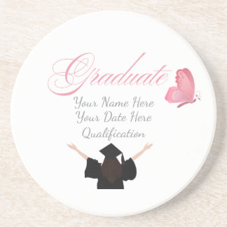 Dessous De Verre En Grès Personalized Pink Graduate Gift, Custom Name 