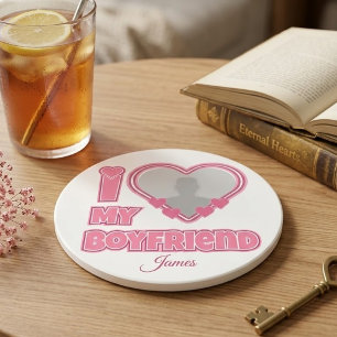 Dessous De Verre En Grès Personnalisé J'aime mon petit ami – Ajouter une ph