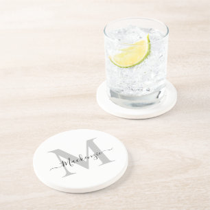 Dessous De Verre En Grès Personnaliser le nom initial du monogramme