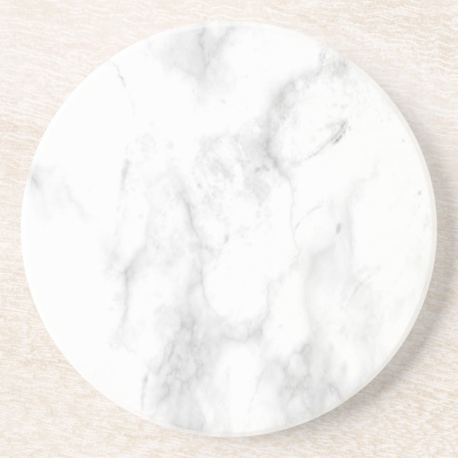 Dessous De Verre En Grès Personnaliser Marbre blanc tendance Elégant Modèle (Devant)